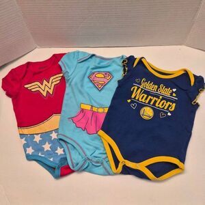 6/9 month Girls Superhero & NBA Warriors Wonder Woman Supergirl Basketball